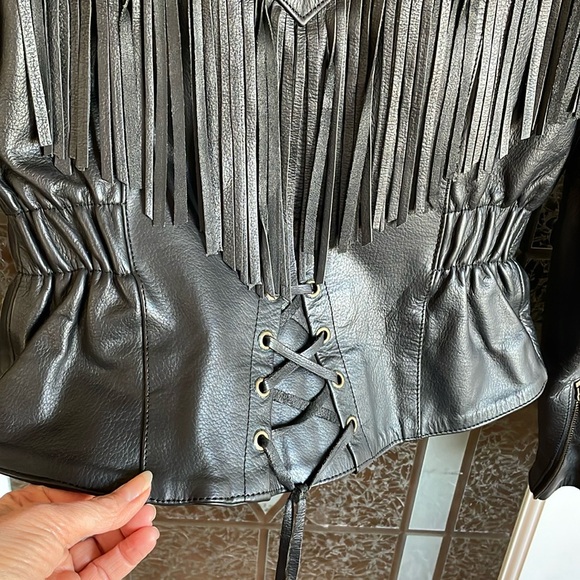 Leather Embroidered and Fringed Jacket - Picture 3 of 8
